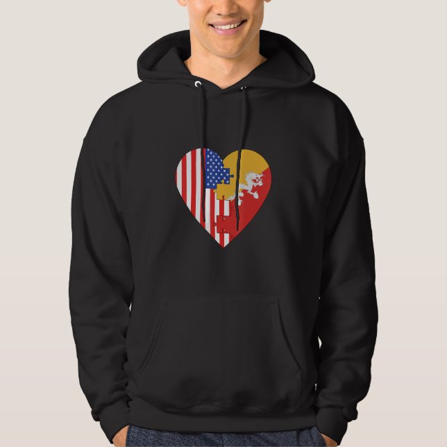 Sudadera USA and Bhutan Flags Heart (Anverso)