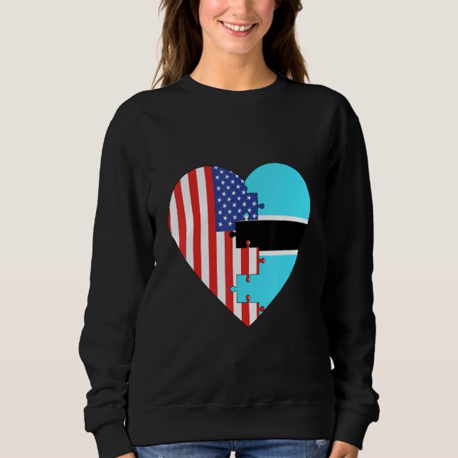 Sudadera USA and Botswana Flags Heart (Anverso)