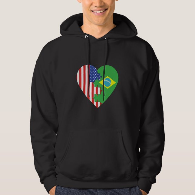 Sudadera USA and Brazil Flags Heart (Anverso)