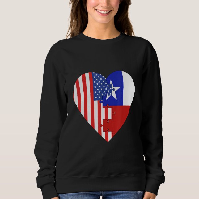 Sudadera USA and Chile Flags Heart (Anverso)