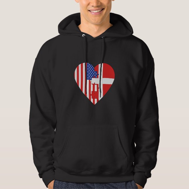 Sudadera USA and Denmark Flags Heart (Anverso)