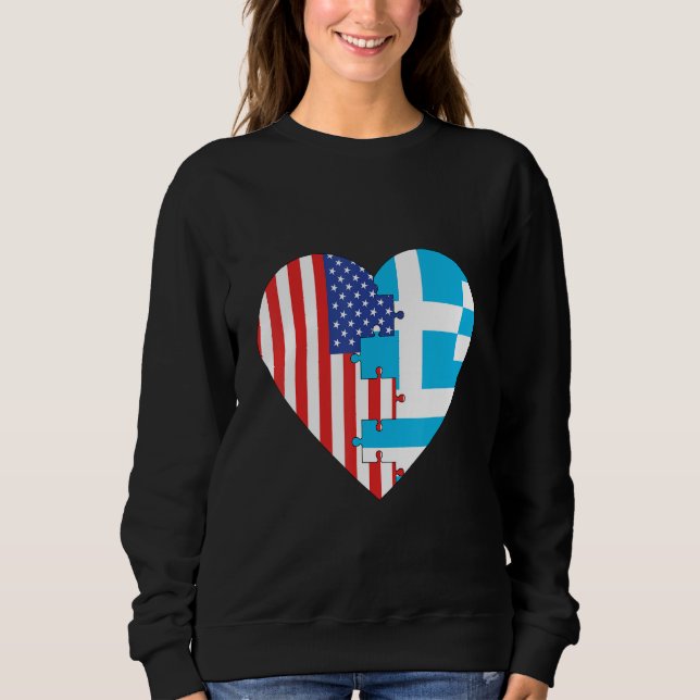 Sudadera USA and Greece Flags Heart (Anverso)