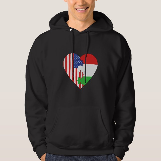 Sudadera USA and Hungary Flags Heart (Anverso)