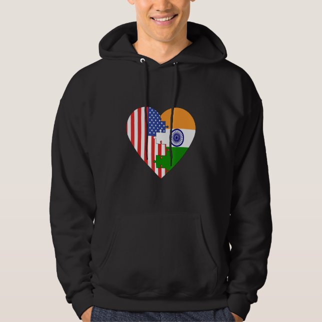 Sudadera USA and India Flags Heart (Anverso)