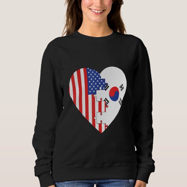 Sudadera USA and Korea Flags Heart (Anverso)