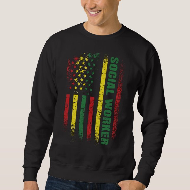 Sudadera USA Flag African American Black School Social Work (Anverso)