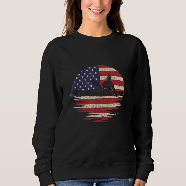 Sudadera USA Flag Patriotic American Kayaking Kayaker Canoe (Anverso)