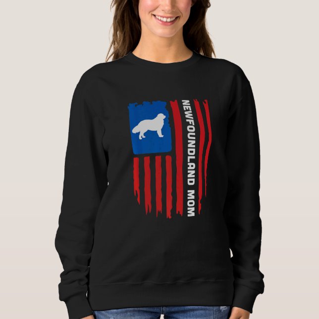 Sudadera USA flag Patriotic Newfoundland Mom (Anverso)
