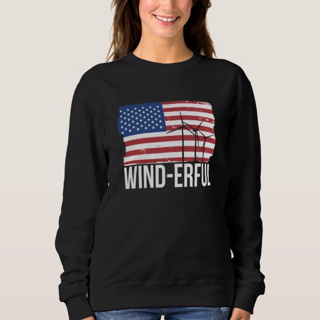 Sudadera USA Flagge Amerika Fahen Wind Erful Wind Turbine E (Anverso)