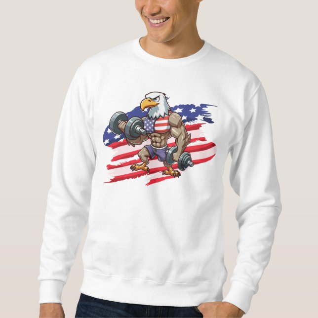 Sudadera USA/patriotic weightlifting bald eagle (Anverso)