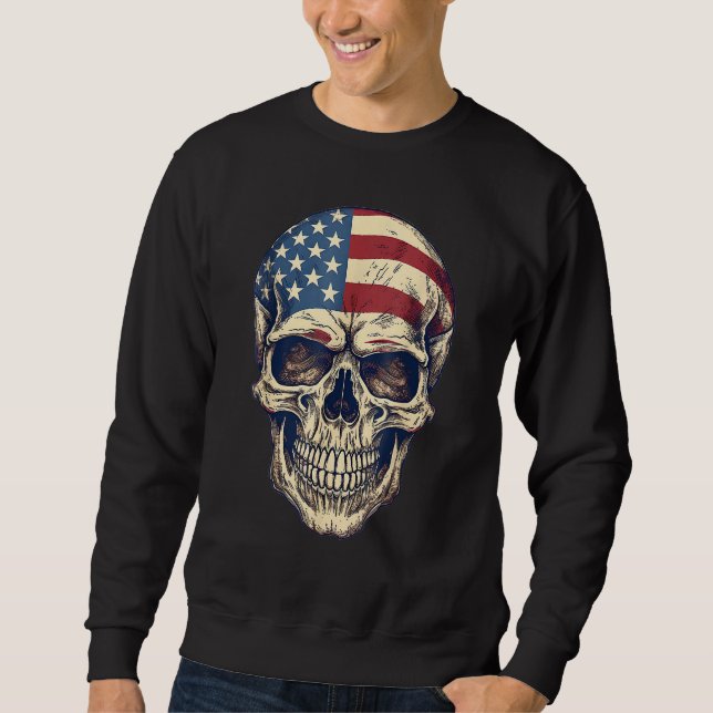 Sudadera Usa Skull 4th Of Julay Scary Usa Skull Men Kid Wom (Anverso)