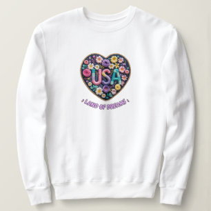 Sudadera USA Tierra de Sueños Floral Arte de Bordado 3D