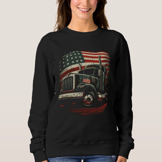 Sudadera USA Truck Driver American Flag Trucker (Anverso)