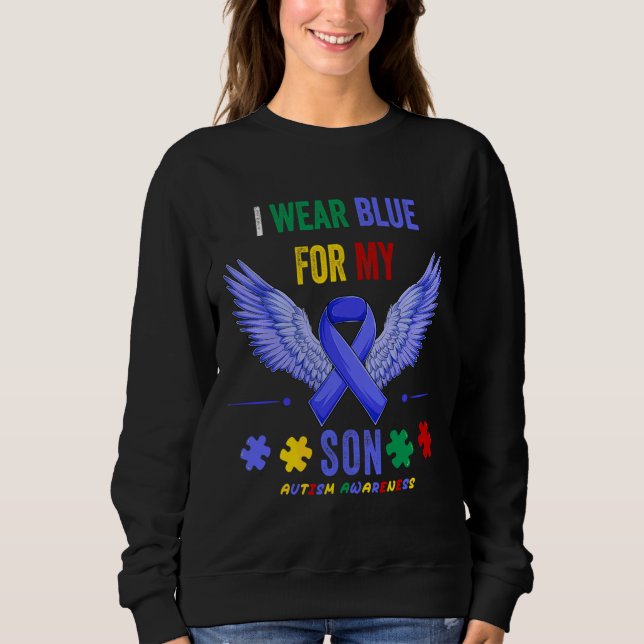 Sudadera Usé Azul Para Mi Hijo Autismo Conciencia Rompecabe (Anverso)