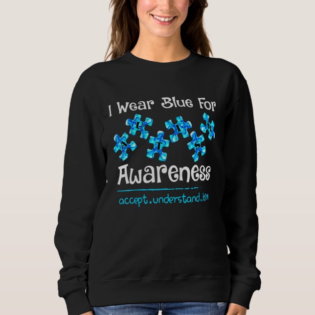 Sudadera Uso Azul Para Conciencia Aceptar Comprender El Amo (Anverso)