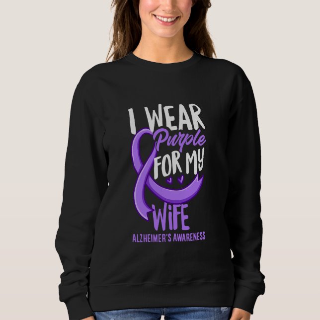 Sudadera Uso morado para la conciencia de mi esposa Alzheim (Anverso)