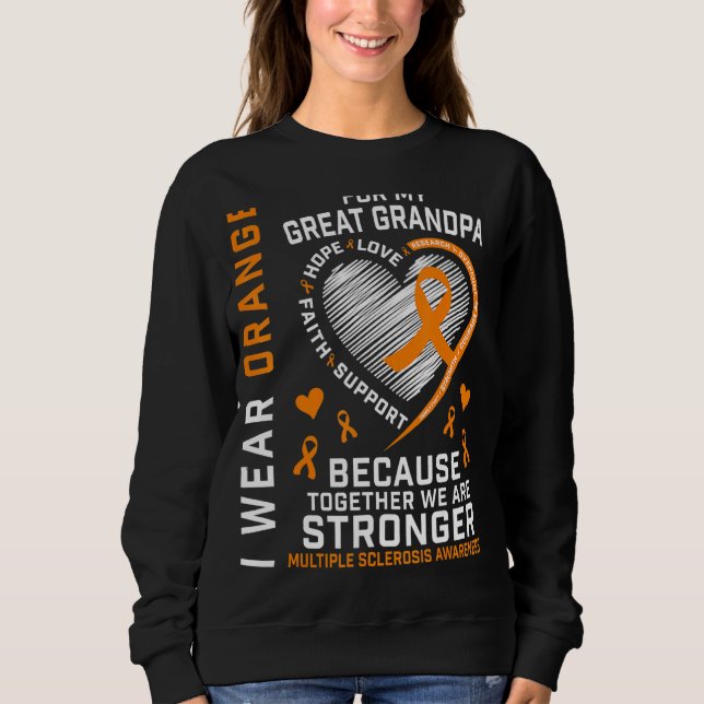 Sudadera Uso Naranja Para Gran Abuelo Esclerosis Múltiple (Anverso)