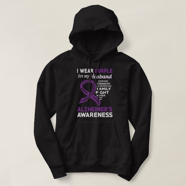 Sudadera Uso Púrpura Para La Conciencia De Mi Marido Alzhei (Diseño del anverso)