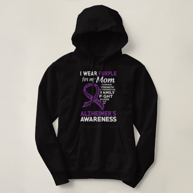Sudadera Uso Púrpura Por La Conciencia De Mi Mamá Alzheimer (Diseño del anverso)