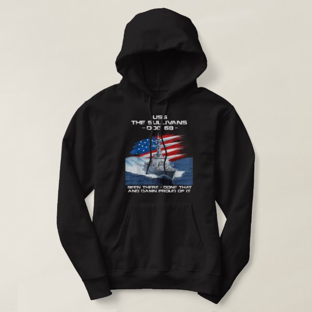 Sudadera USS The Sullivans DDG-68 Destroyer Ship USA Flag V (Diseño del anverso)