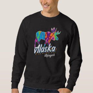Sudadera Utqiagvik Alaska Usa Colorful Moose Art Vacation S