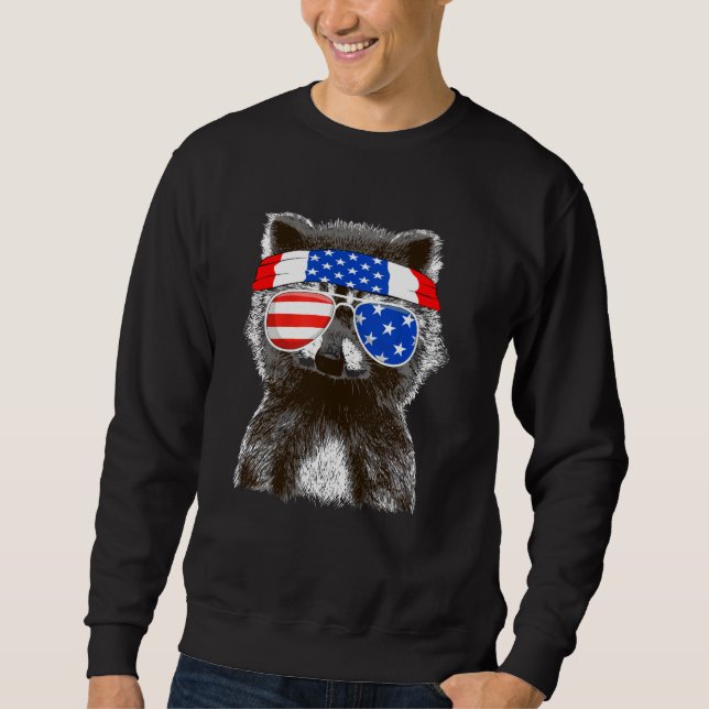 Sudadera Uu Patriotic Raccoon Trash Panda 4 De Julio Hombre (Anverso)
