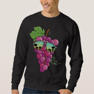 Sudadera Uvas rojas divertidas con gafas de sol uva de amor