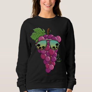 Sudadera Uvas rojas divertidas con gafas de sol uva de amor