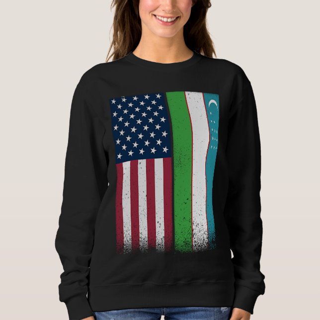 Sudadera Uzbekistan  Uzbek American Flags Proud USA Uzbekis (Anverso)