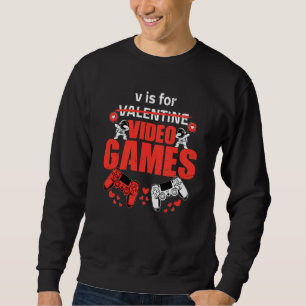 Sudadera V Es Para Videojuegos Funny Vintage Día de San Val