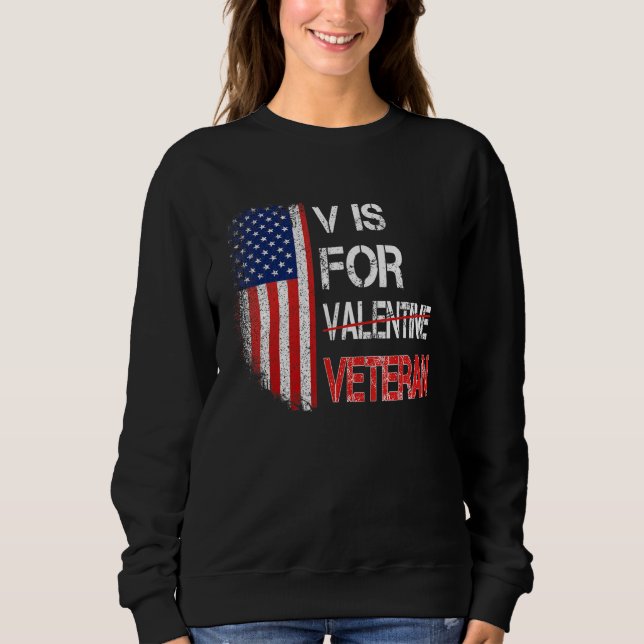 Sudadera V Is For Veteran Valentine's Day US Flag (Anverso)