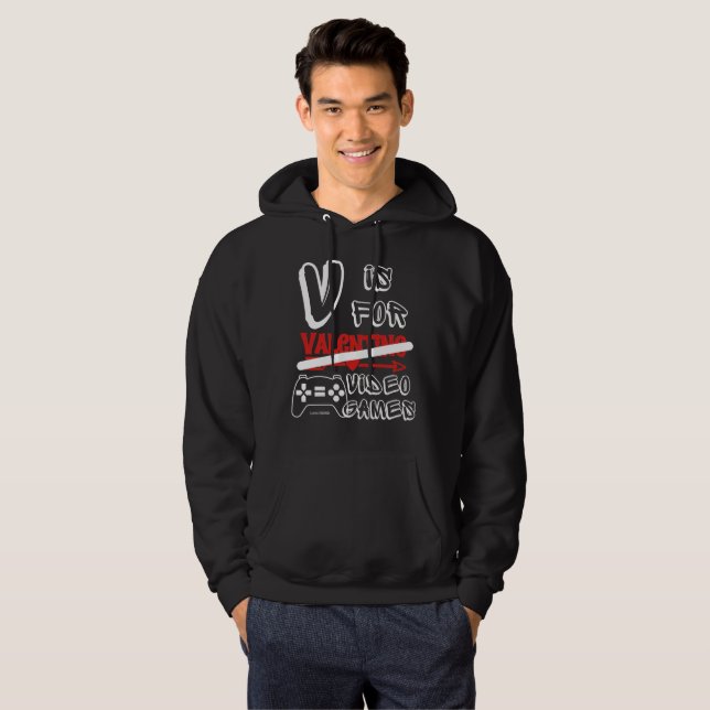 Sudadera V IS FOR VIDEO GAMES divertidos Día de San Valentí (Anverso completo)