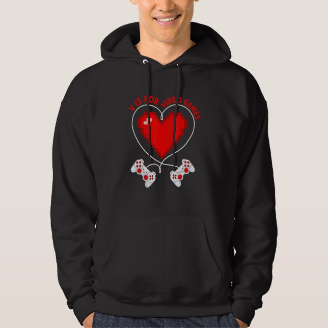 Sudadera V Is For Video Games Valentines Day  Gamer Boys Ki (Anverso)