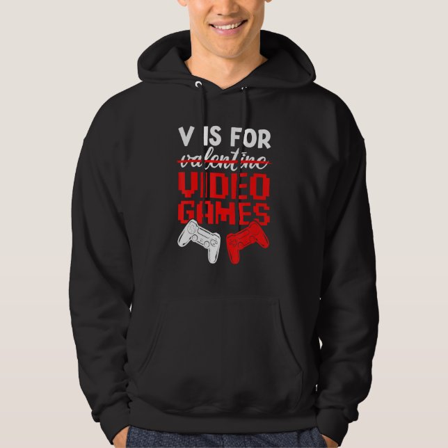Sudadera V Is For Video Games Valentines Day Gamer Boys Kid (Anverso)