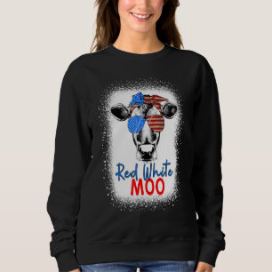 Sudadera Vaca Blanca Blanca Roja De Moo 4 De Julio Patr Agr