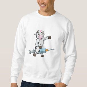 Sudadera Vaca como enfermera con corazón y jeringas