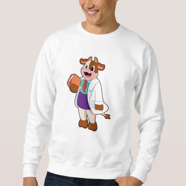 Sudadera Vaca como enfermera con libro (Anverso)