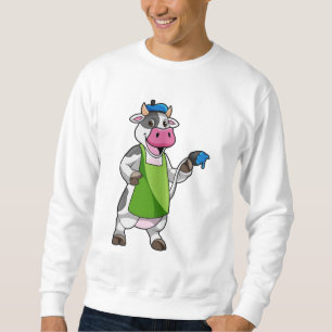 Sudadera Vaca como pintora con pintura y adorno