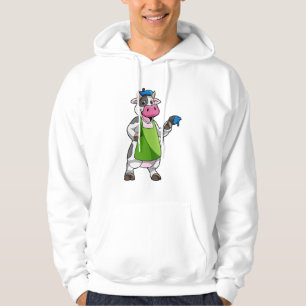 Sudadera Vaca como pintora con pintura y adorno