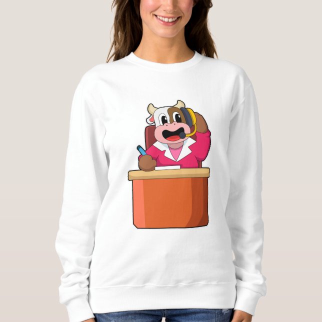 Sudadera Vaca como secretario con mesa (Anverso)