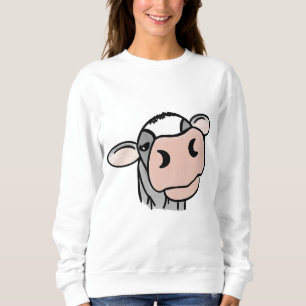 Sudadera vaca de dibujos animados negro blanco rosa beso gr