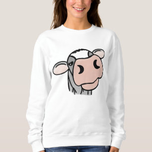 Sudadera vaca de dibujos animados negro blanco rosa beso gr
