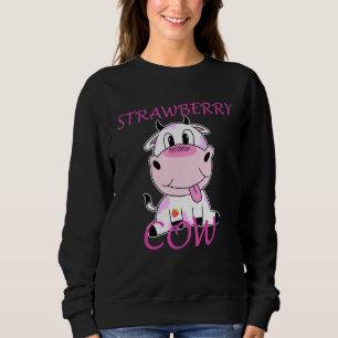 Sudadera Vaca de fresa de vaca cruda de vaca rosa