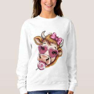 Sudadera Vaca de las Tierras Altas San Valentín Coqueta Día