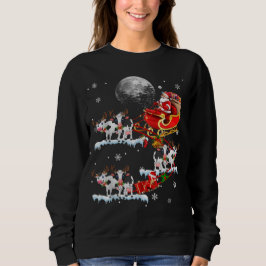 Sudadera Vaca de navidad que ama a Santa Riding