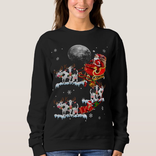 Sudadera Vaca de navidad que ama a Santa Riding (Anverso)