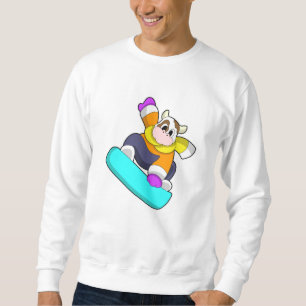 Sudadera Vaca en Snowboard con Snowboard