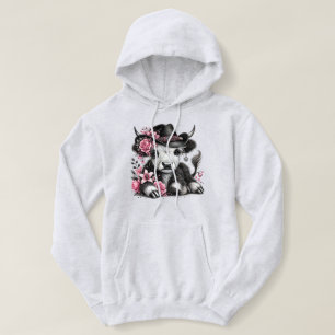 Sudadera Vaca Highland Con Gorra Floral