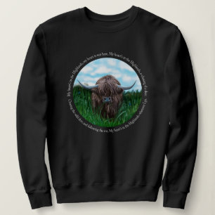 Sudadera Vaca Highland, mi corazón está en las tierras al