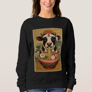 Sudadera Vaca Kawaii Fideos De Ramen Japoneses Granja Anima